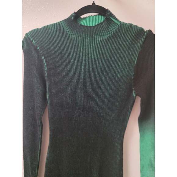 Good Time USA Dresses & Skirts - Good‎ Time USA Green Black Ribbed Asymmetrical Bodycon Midi Dress Sz M NWT